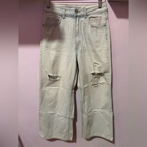 H&M Wide Leg Distressed light blue Jeans
